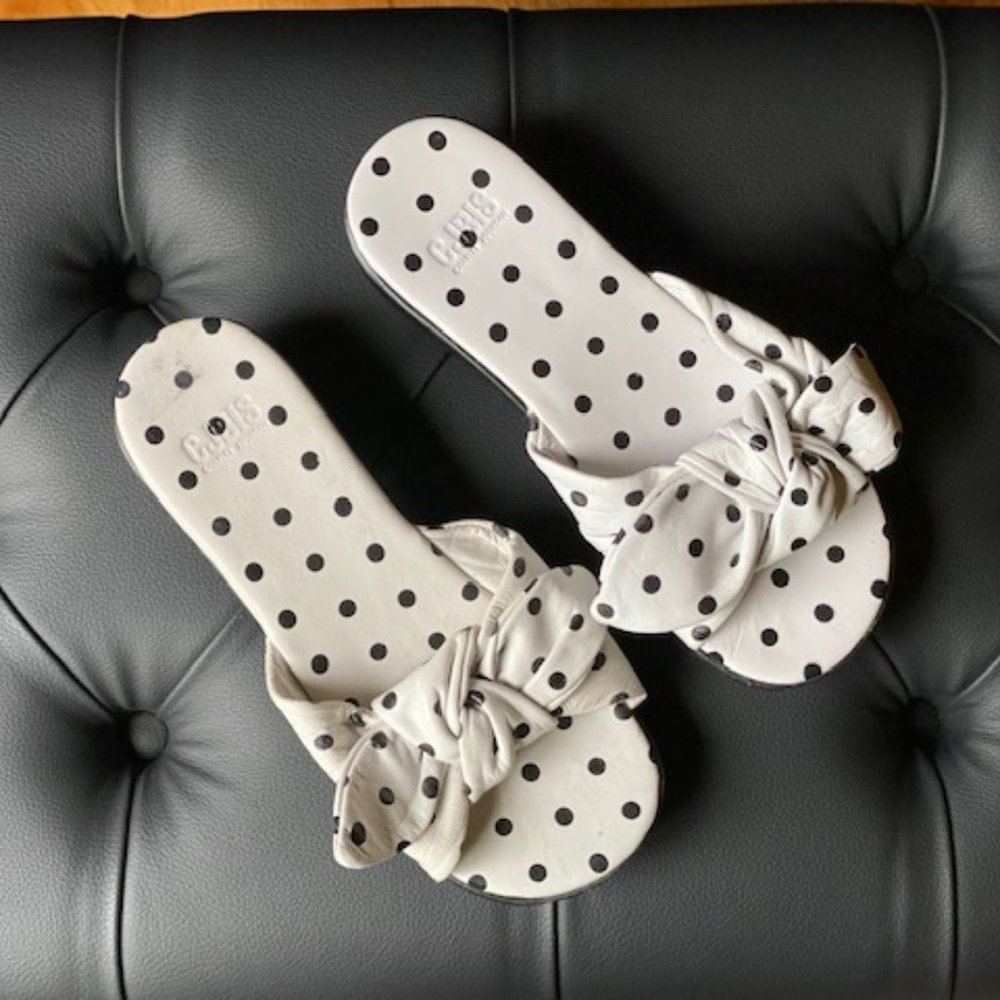 Charles Jourdan Black & White Polka Dot Sandals